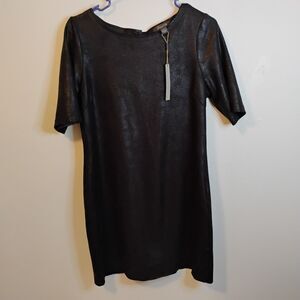 level 99 Blk metallic bodycon sheath goth dark cowgirl party dress womens size L